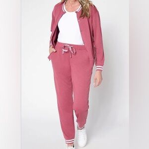 NWT MUK LUKS French Terry Cardigan and Jogger Lounge Set Terracotta size Large